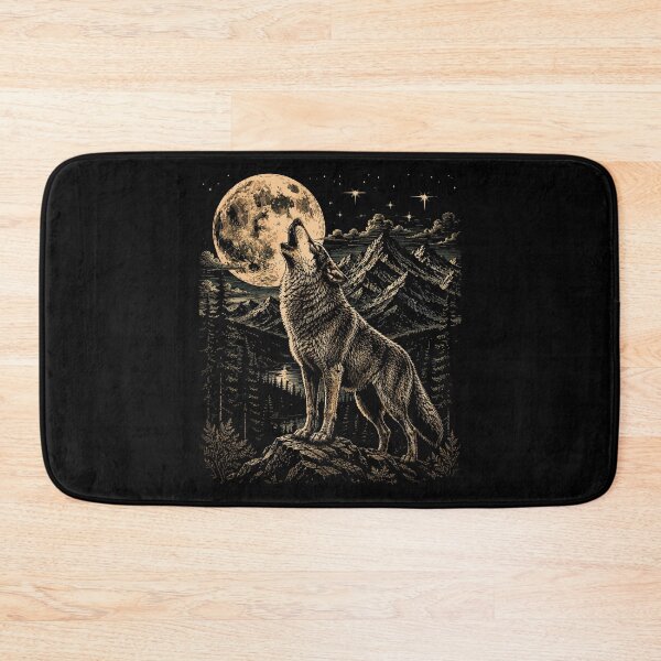 Item preview, Howling Wolf Full Moon Wilderness Wildlife Mountain Art designed and sold by hobrath.