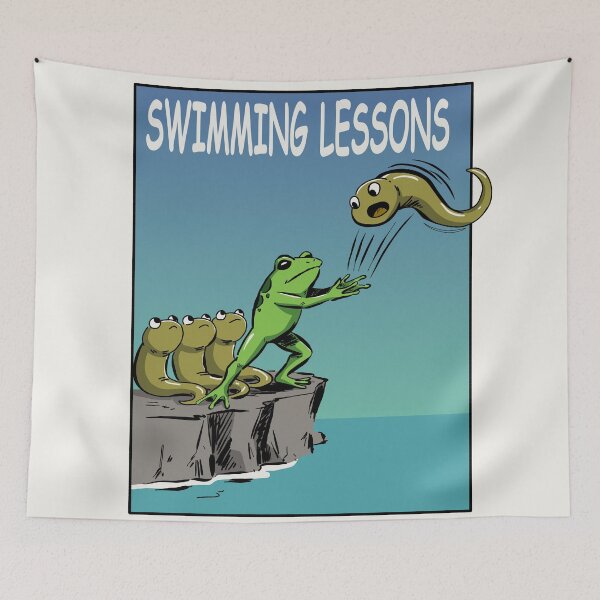 Item preview, Swimming Lessons Funny Frog designed and sold by SakuraHaven.