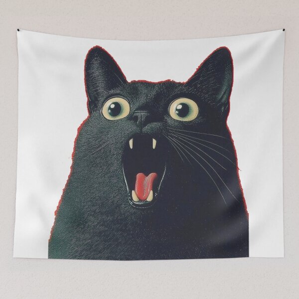 Item preview, Surprised Black Cat with Wide Eyes Vintage designed and sold by timotyarnold12.
