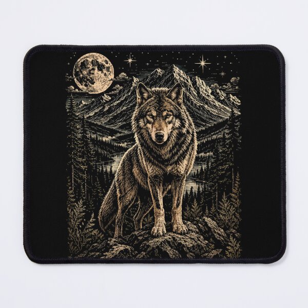 Item preview, Wolf Full Moon Wilderness Wildlife Mountain Art designed and sold by hobrath.