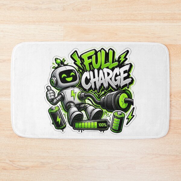 Item preview, FULL CHARGE Graffiti Sticker PNG | Neon Robot Power Mode | Futuristic Gaming Tech Vinyl Decal | Cyber Energy Aesthetic for Laptop, Water Bottle & Notebook designed and sold by Stylestickers55.