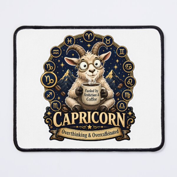 Item preview, Capricorn Overthinking Overcaffeinated Goat Humor designed and sold by Zodiac Celestial Art.