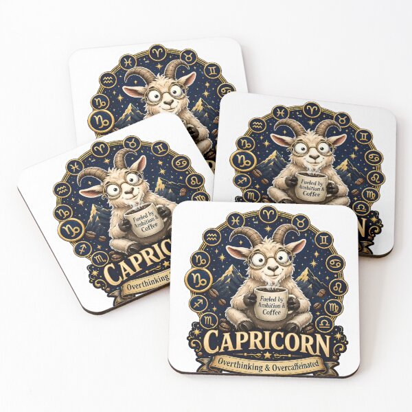 Item preview, Capricorn Overthinking Overcaffeinated Goat Humor designed and sold by Zodiac Celestial Art.