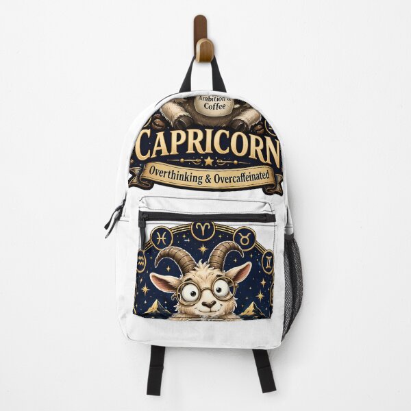 Item preview, Capricorn Overthinking Overcaffeinated Goat Humor designed and sold by Zodiac Celestial Art.