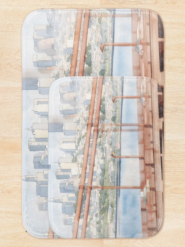 Thumbnail 5 of 6, Bath Mat, Rust Red Rails designed and sold by RdeB.