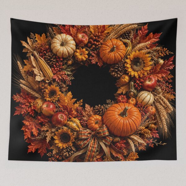 Item preview, Thanksgiving Harvest Pumpkin Autumn Wreath designed and sold by ASWIN STUDIO.