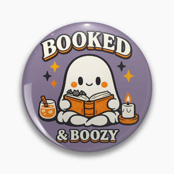 Item preview, BOOKED & BOOZY Cute Ghost Reading Book Halloween Retro Vintage T-Shirt | Cozy Fall Book Lover Design designed and sold by  MAD's Recreation Studio.