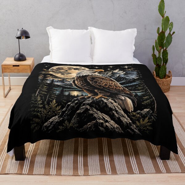 Item preview, Bald Eagle Full Moon Wilderness Mountain Wildlife Art designed and sold by hobrath.