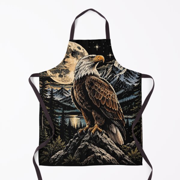 Item preview, Bald Eagle Full Moon Wilderness Mountain Wildlife Art designed and sold by hobrath.