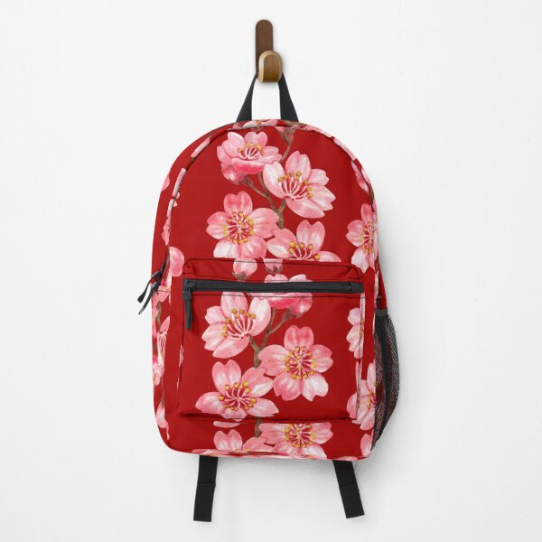 Item preview, Bold Red Cherry Blossom Pattern Japanese Sakura Print designed and sold by Jyoti-Quotes.