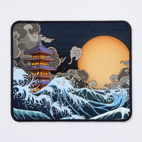 Item preview, Japanese Stormy Sea at Sunrise Illustration  designed and sold by Artstudio-JiJi.