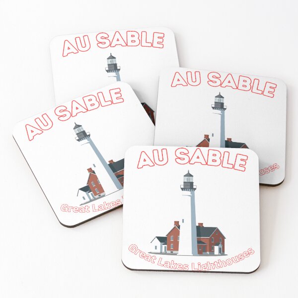 Item preview, Au Sable Great Lakes Lighthouses natical art colour block design designed and sold by greatlakesimage.