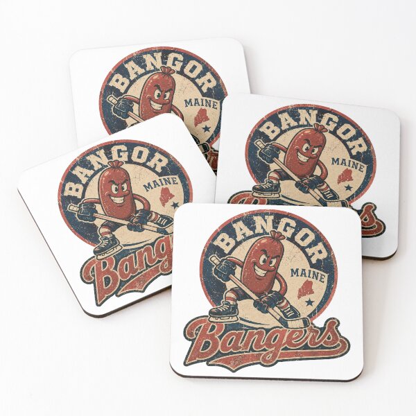 Item preview, Bangor Bangers Hockey Vintage Badge Print, Funny Sausage Mascot Design, Maine Team Logo Shirt Graphic designed and sold by TM DESIGNS AND MORE.