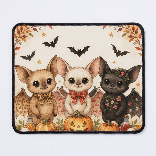 Item preview, Three Cute Halloween Bats with Pumpkins Skulls and Autumn Floral Decorations designed and sold by DarianSutter.
