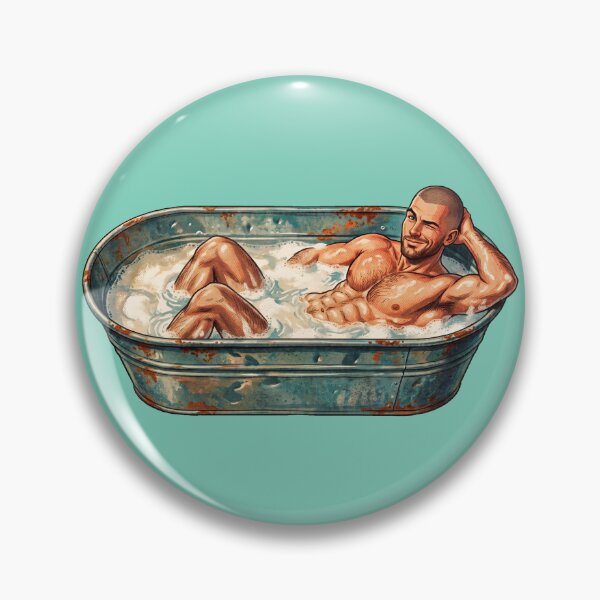 Item preview, Winking Muscular Man in Tub - Retro Comic Art designed and sold by gayishdesign.