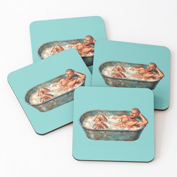 Item preview, Winking Muscular Man in Tub - Retro Comic Art designed and sold by gayishdesign.