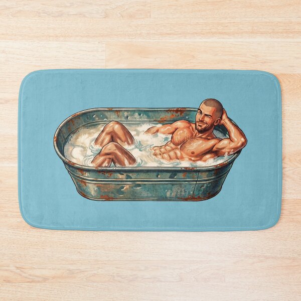 Item preview, Winking Muscular Man in Tub - Retro Comic Art designed and sold by gayishdesign.