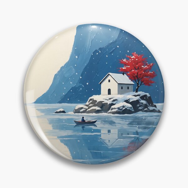 Item preview, Serene Winter Mountain Cabin Landscape Art designed and sold by AKDesign26.