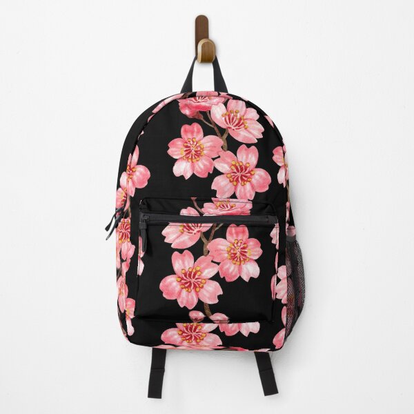 Item preview, Pink Cherry Blossom Pattern on Black Japanese Sakura Print designed and sold by Jyoti Digital Artist.