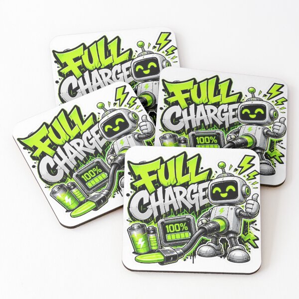 Item preview, FULL CHARGE Cyber Robot Sticker PNG | Neon Tech Graffiti Design | Gaming Energy Vinyl Decal | Futuristic Geek Gift for Laptop & PC Setup designed and sold by Stylestickers55.