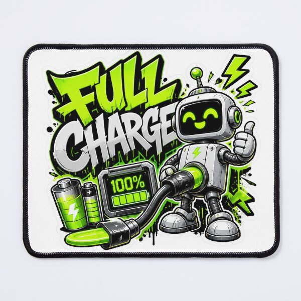Item preview, FULL CHARGE Cyber Robot Sticker PNG | Neon Tech Graffiti Design | Gaming Energy Vinyl Decal | Futuristic Geek Gift for Laptop & PC Setup designed and sold by Stylestickers55.