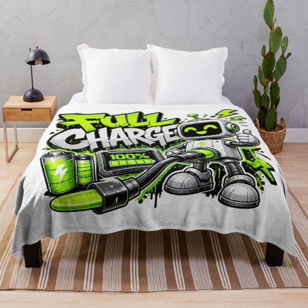Item preview, FULL CHARGE Cyber Robot Sticker PNG | Neon Tech Graffiti Design | Gaming Energy Vinyl Decal | Futuristic Geek Gift for Laptop & PC Setup designed and sold by Stylestickers55.