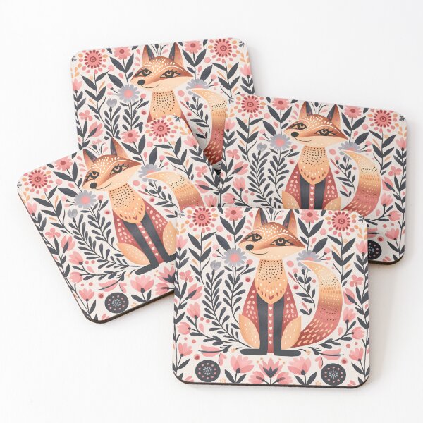 Item preview, Scandinavian Folk Art, Floral Fox designed and sold by xiao xuans.