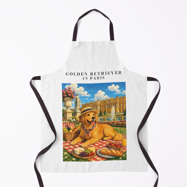 Item preview, Golden Retriever having a picnic in front of the Palace of Versailles designed and sold by Nomad-Paws.