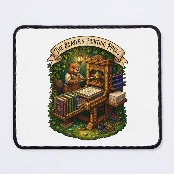 Item preview, The Beaver's Printing Press | Fantasy Book Printer | Medieval Print Shop | Magical Publishing House | Woodland Artisan | Book Lover designed and sold by MrDev.