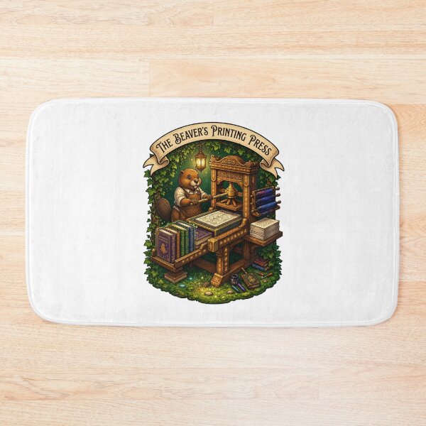 Item preview, The Beaver's Printing Press | Fantasy Book Printer | Medieval Print Shop | Magical Publishing House | Woodland Artisan | Book Lover designed and sold by MrDev.