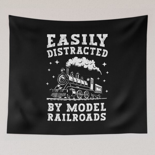Item preview, Easily Distracted By Model Railroads Vintage Train Enthusiast designed and sold by Dmetalx Art Apparel.