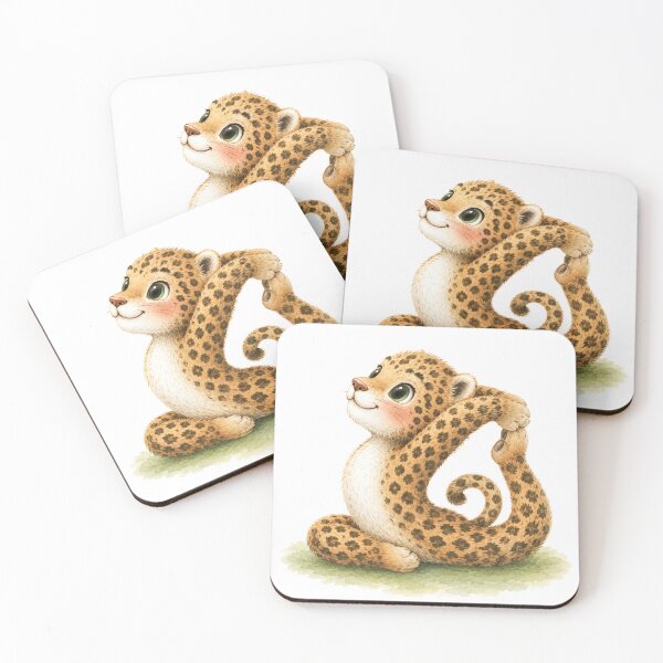 Item preview, King Pigeon Pose Jaguar Yoga Watercolor Print designed and sold by YogiAnimalArt.