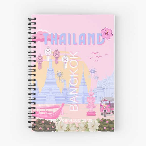 Item preview, Bangkok Thailand Pastel Travel Poster | Cute Thai Temple Wall Art | Pink & Blue Bangkok Illustration designed and sold by Magic Love Art Print.