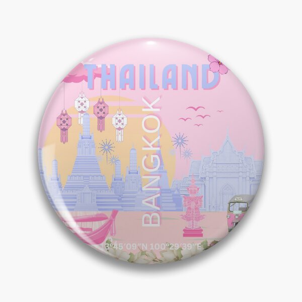 Item preview, Bangkok Thailand Pastel Travel Poster | Cute Thai Temple Wall Art | Pink & Blue Bangkok Illustration designed and sold by Magic Love Art Print.