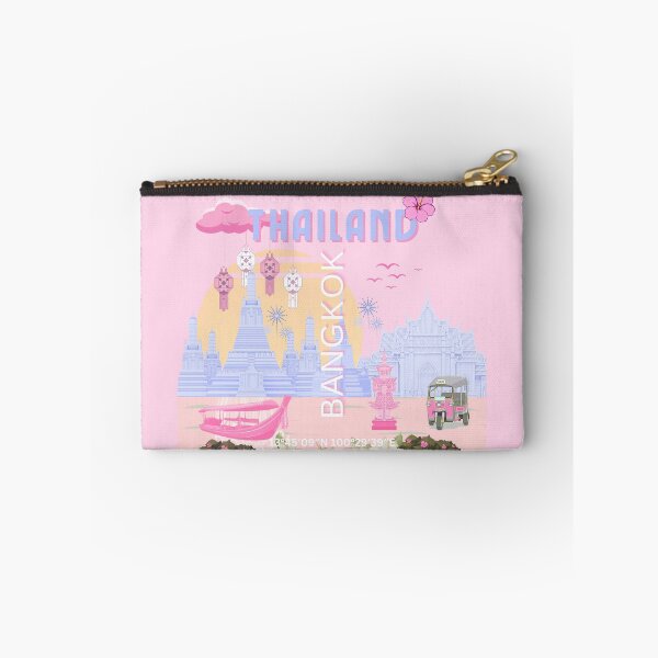 Item preview, Bangkok Thailand Pastel Travel Poster | Cute Thai Temple Wall Art | Pink & Blue Bangkok Illustration designed and sold by Magic Love Art Print.