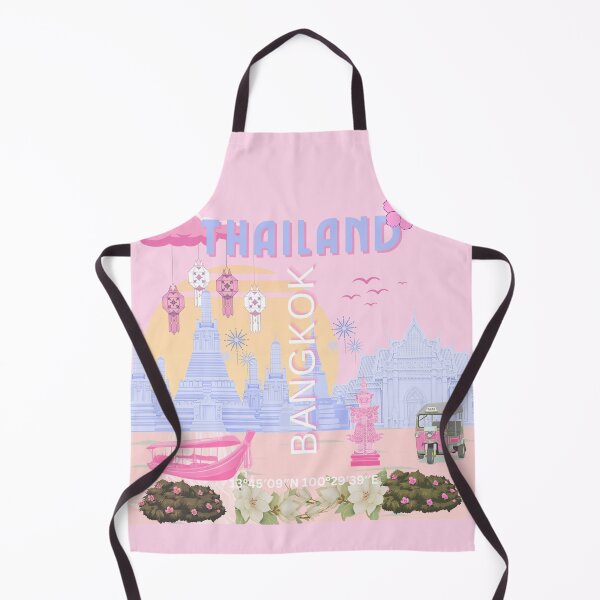 Item preview, Bangkok Thailand Pastel Travel Poster | Cute Thai Temple Wall Art | Pink & Blue Bangkok Illustration designed and sold by Magic Love Art Print.