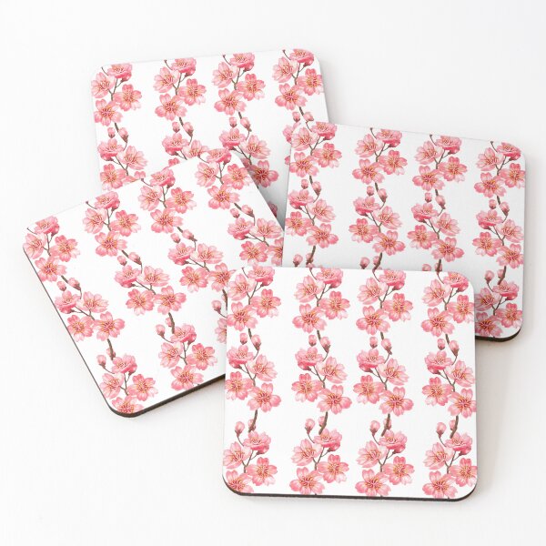 Item preview, Watercolor Pink Cherry Blossom Pattern on White Japanese Sakura designed and sold by Jyoti-Quotes.