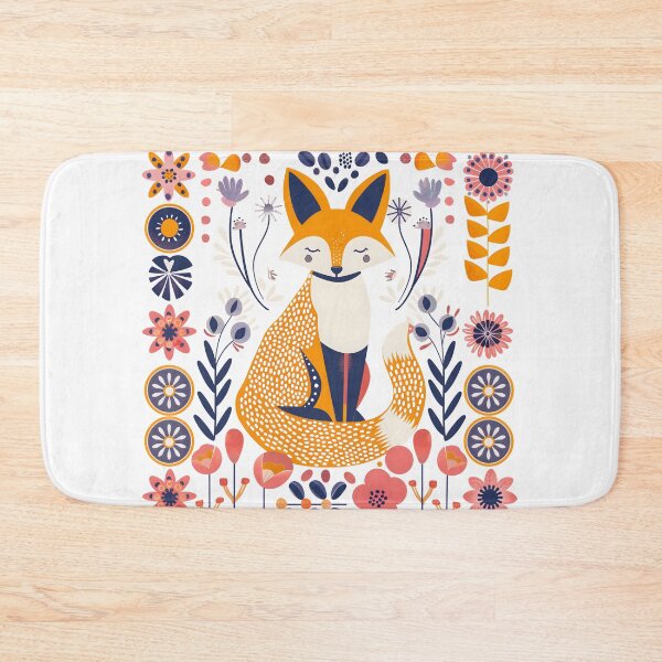 Item preview, Scandinavian Folk Art, Floral Fox designed and sold by xiao xuans.