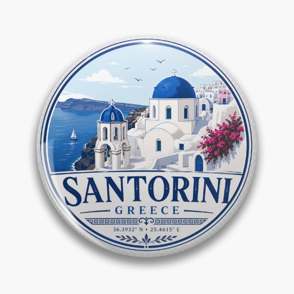 Item preview, Santorini Greece Vintage Island Travel Design designed and sold by DrawnThreads.