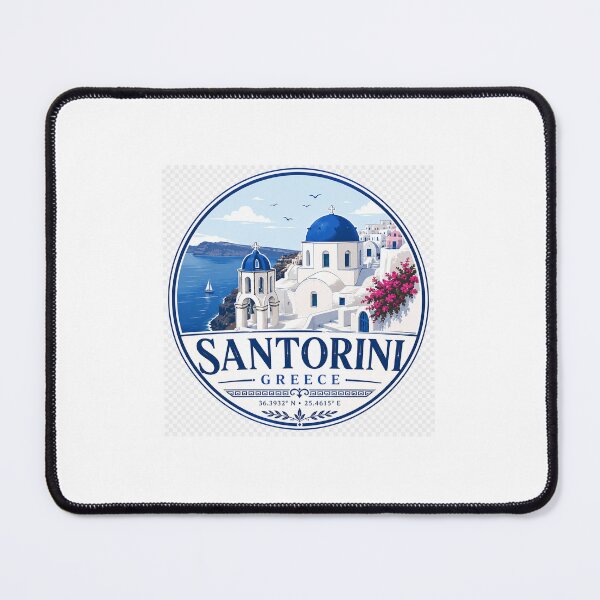 Item preview, Santorini Greece Vintage Island Travel Design designed and sold by DrawnThreads.