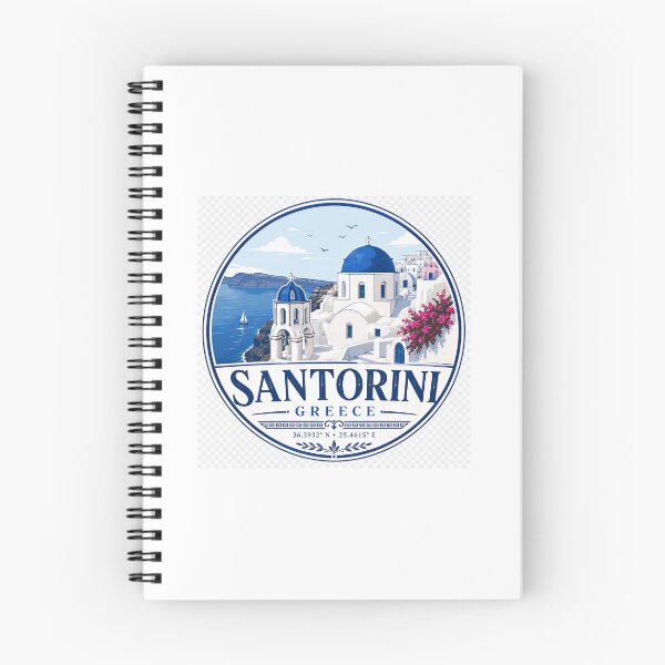 Item preview, Santorini Greece Vintage Island Travel Design designed and sold by DrawnThreads.