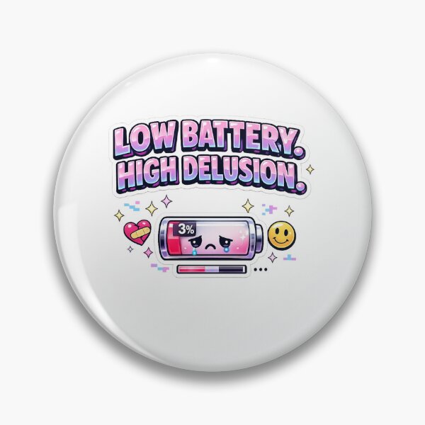 Item preview, Low Battery High Delusion Sticker | Funny Gen Z Y2K Aesthetic Meme designed and sold by DKraftz.