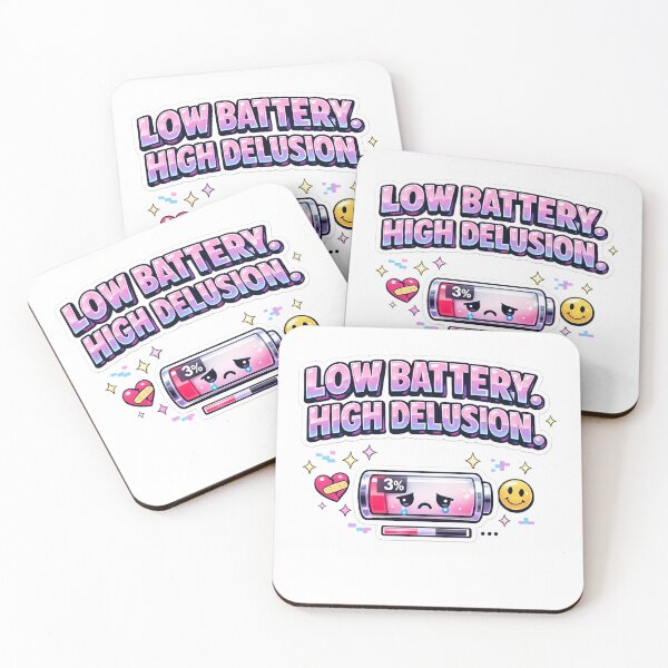 Item preview, Low Battery High Delusion Sticker | Funny Gen Z Y2K Aesthetic Meme designed and sold by DKraftz.