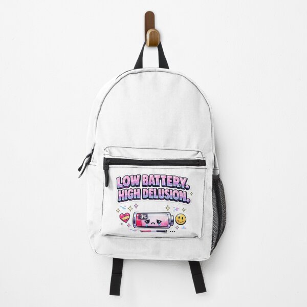 Item preview, Low Battery High Delusion Sticker | Funny Gen Z Y2K Aesthetic Meme designed and sold by DKraftz.