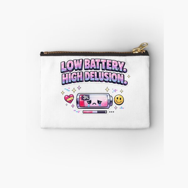 Item preview, Low Battery High Delusion Sticker | Funny Gen Z Y2K Aesthetic Meme designed and sold by DKraftz.