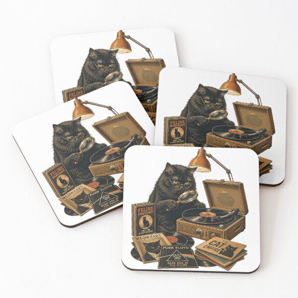 Item preview, Vinyl Inspector Cat | Funny Retro Record Collector Illustration designed and sold by Golden Era Studio.