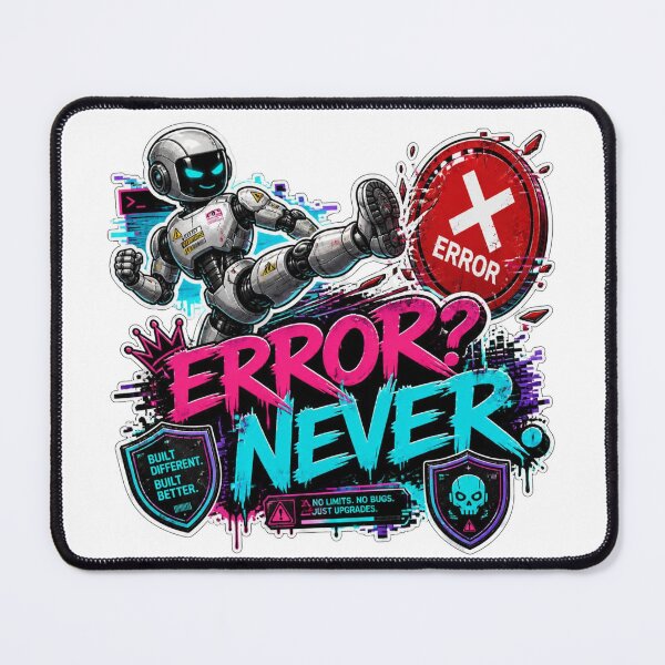 Item preview, ERROR? NEVER. Graffiti Sticker PNG | Cyber Gamer Robot Vinyl Decal | Futuristic AI Street Art | Tech Humor Laptop Sticker | Gaming Aesthetic Gift designed and sold by Stylestickers55.