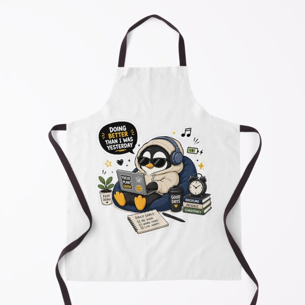 Item preview, Motivated Penguin Sticker – Doing Better Than Yesterday Cute Productivity designed and sold by DKraftz.