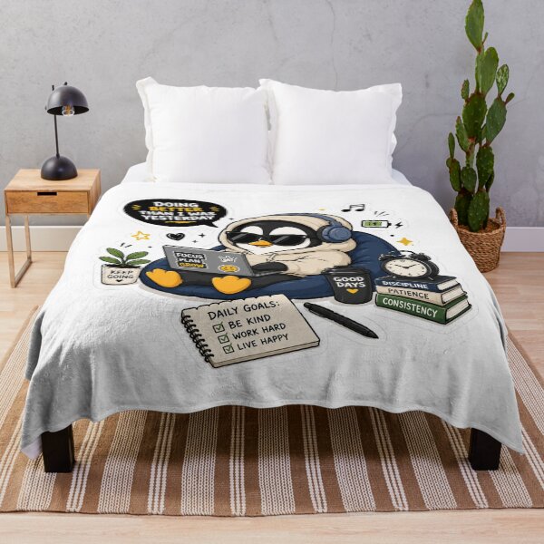 Item preview, Motivated Penguin Sticker – Doing Better Than Yesterday Cute Productivity designed and sold by DKraftz.