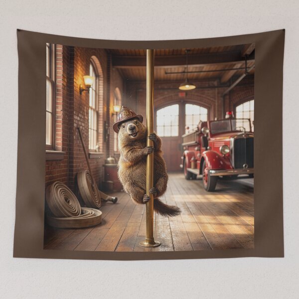 Item preview, Groundhog Slides Down Fireman's Pole designed and sold by Tridentulus.